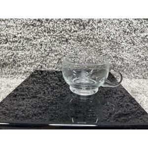 Princess House Small Clear Glass Creamer Floral Print Design Without Lid 2.5"X4"